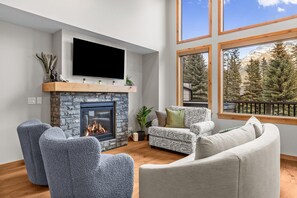 TV, fireplace, offices