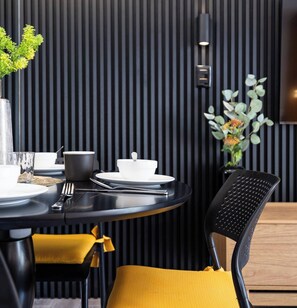 Condo, 1 Bedroom, Accessible, Balcony | Dining room - Stylish Condo 3-minutes to Airport, Poolview at Amani Grand Resort Residences (Lapu-Lapu)