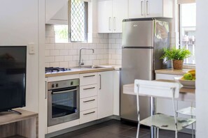 Fridge, microwave, oven, electric kettle