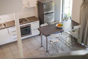 Fridge, microwave, oven, electric kettle