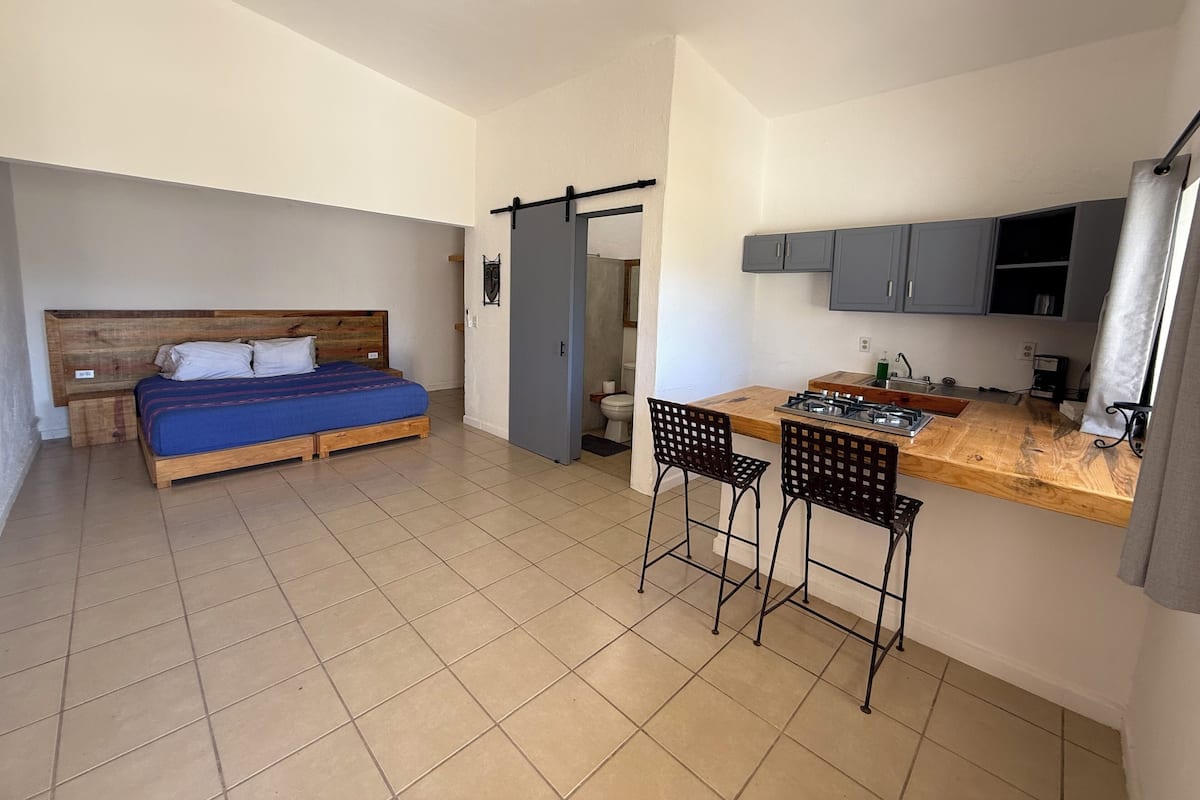 Estúdio conforto, sacada, vista para o jardim | Roupas de cama antialérgicas, espaço de trabalho para notebook