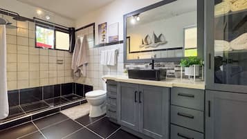 Ducha, toallas, papel higiénico