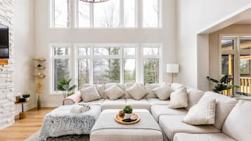 TV, fireplace, table football