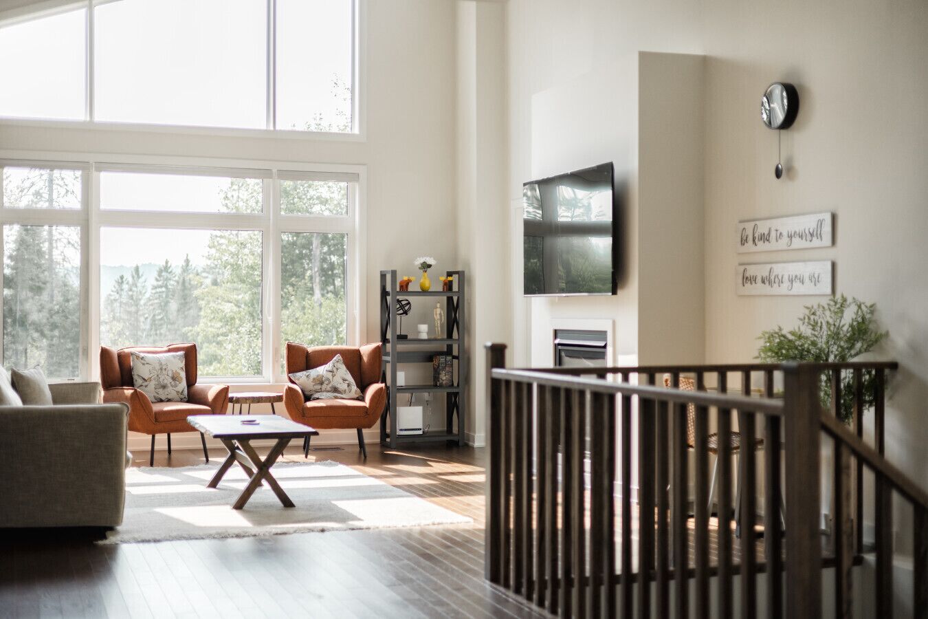 TV, fireplace, ping pong, books