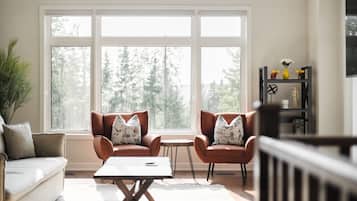 TV, fireplace, table tennis, books