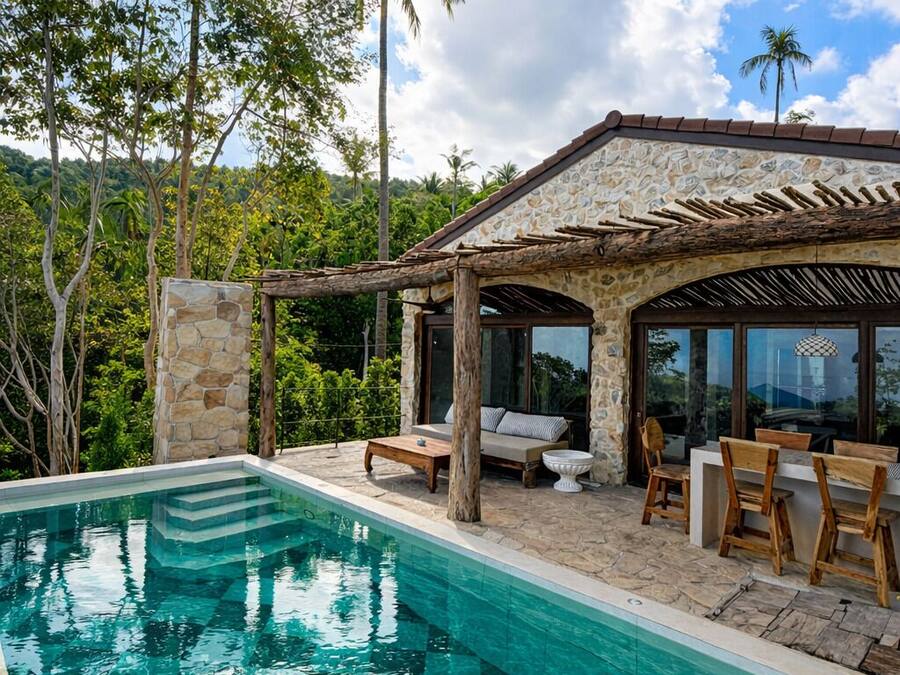 Villa familiar, 3 habitaciones, vistas al mar | Piscina