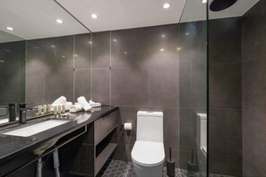 Shower, hair dryer, towels, shampoo - Luxe CBD Apt | Hyde Park Views + Pool & Gym & Spa (Darlinghurst)