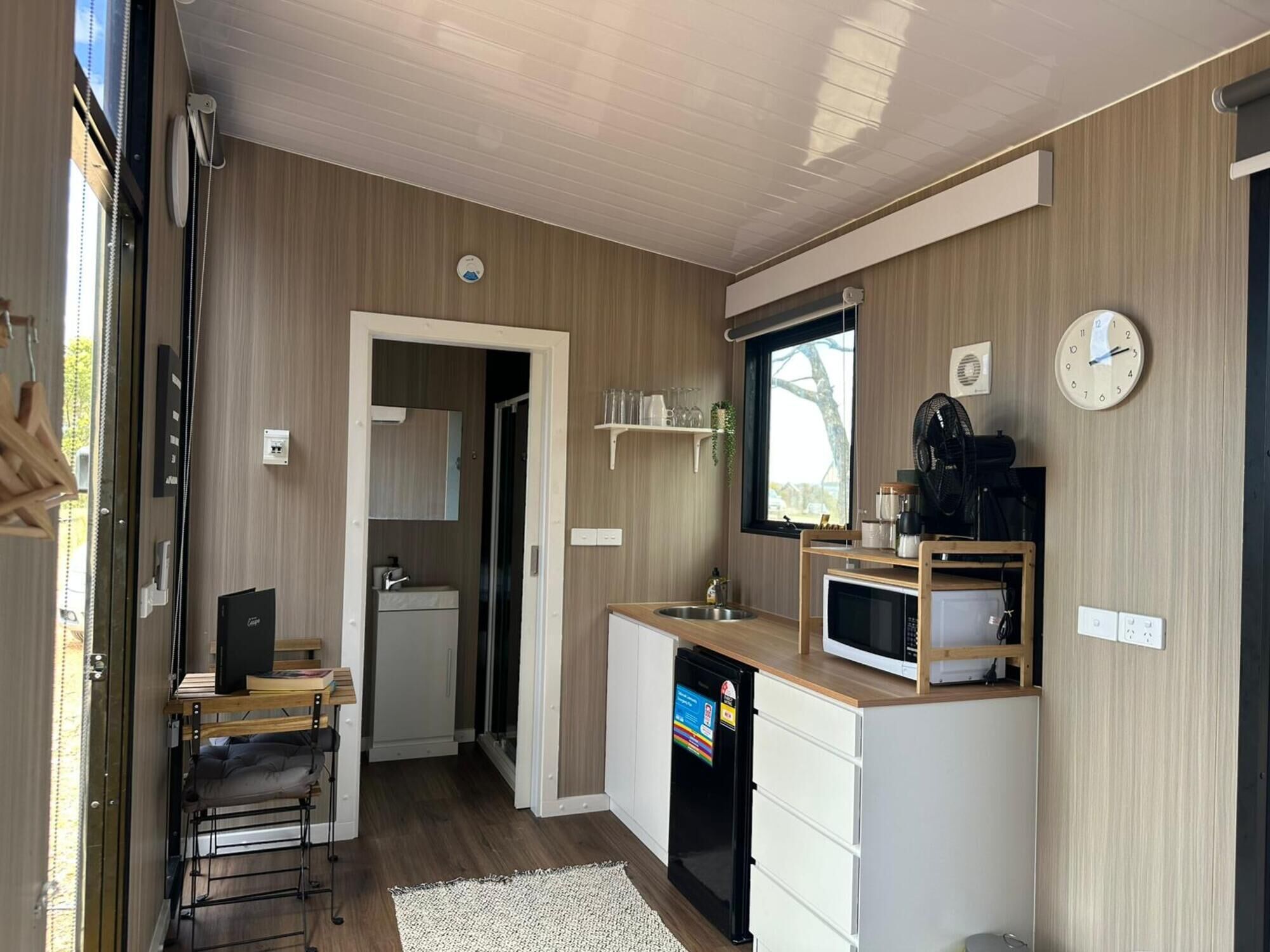 Fridge, microwave, stovetop, toaster