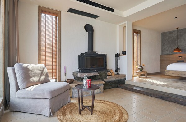 Chambre Double Sénior, balcon, vue mer | Salle de séjour