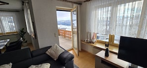 Televisión, chimenea y reproductor de DVD