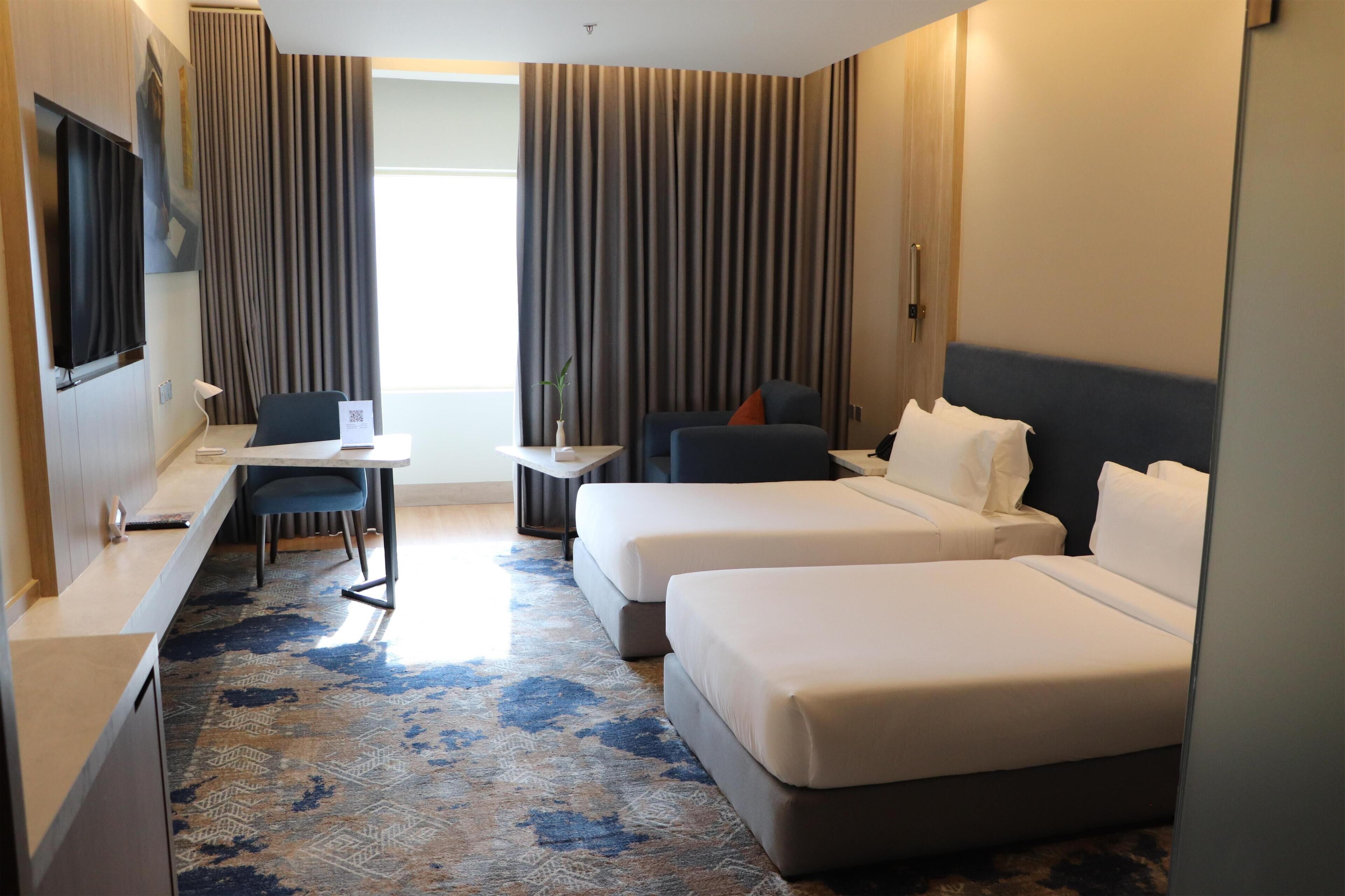 Kamar Standar, 2 Tempat Tidur Twin, Bebas Asap Rokok | Brankas, meja kerja, tirai kedap cahaya, dan kedap suara