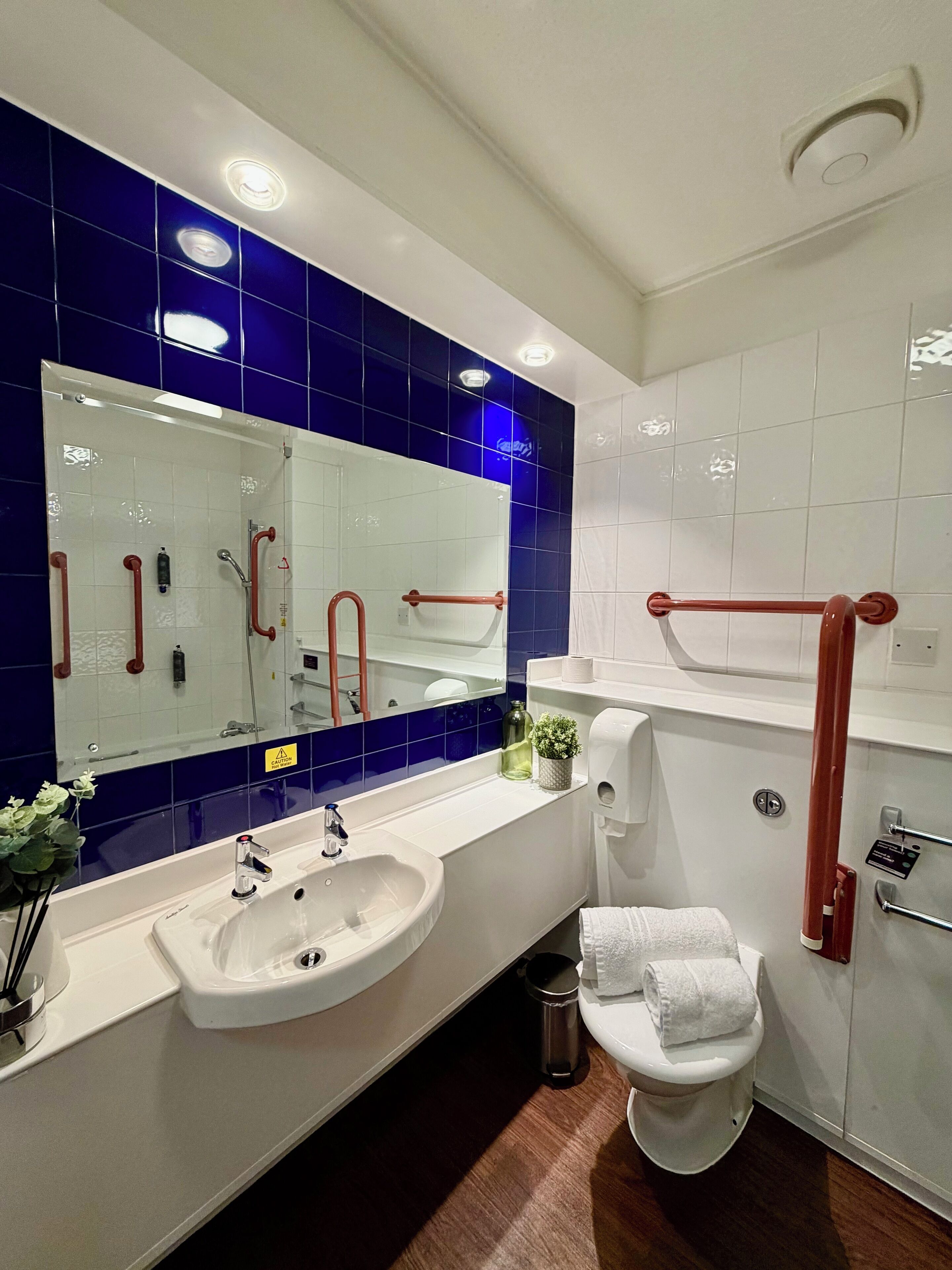 Bañera con ducha, artículos de tocador gratuitos, secador de pelo