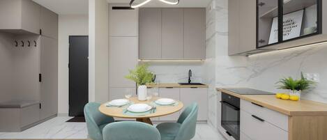 ثلاجة، فرن، موقد طهي مسطح، غسالة أطباق