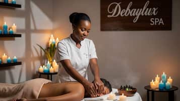 Couples treatment rooms, sauna, aromatherapy, hot stone massages
