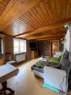 Living area - Apartment 'Sebert' with Private Terrace and Wi-Fi (Urbach)