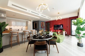 Dining - Sky-High Luxury 3BR Apt • The Crest Dubai (Al Merkadh)
