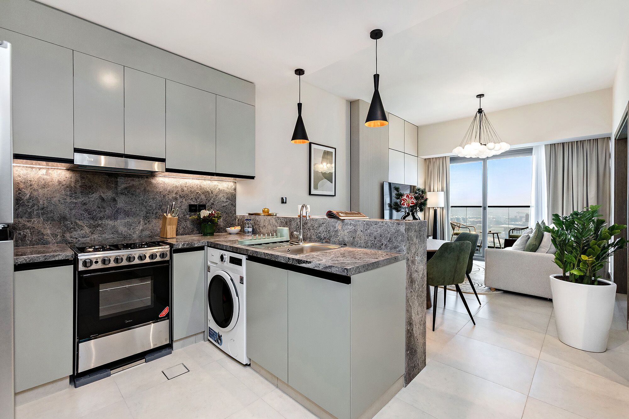 Premium-Apartment, 1 Schlafzimmer, Balkon, Blick auf den Golfplatz | Eigene Küche