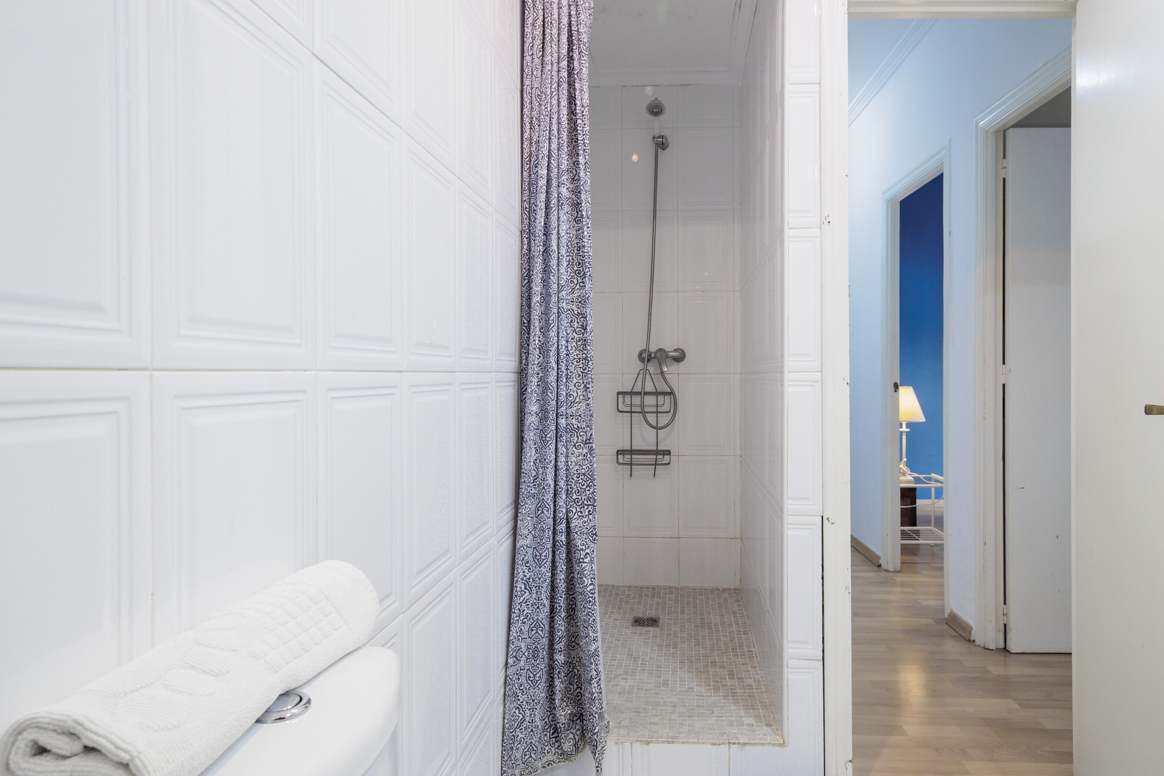Een douche, een haardroger, handdoeken