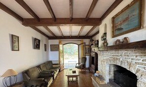 TV, fireplace - Le Mas Catois – Peaceful Family Farmhouse between Sea and Mountains (Argelès-sur-Mer)