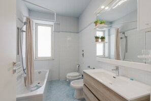 Ducha, secador de pelo y toallas