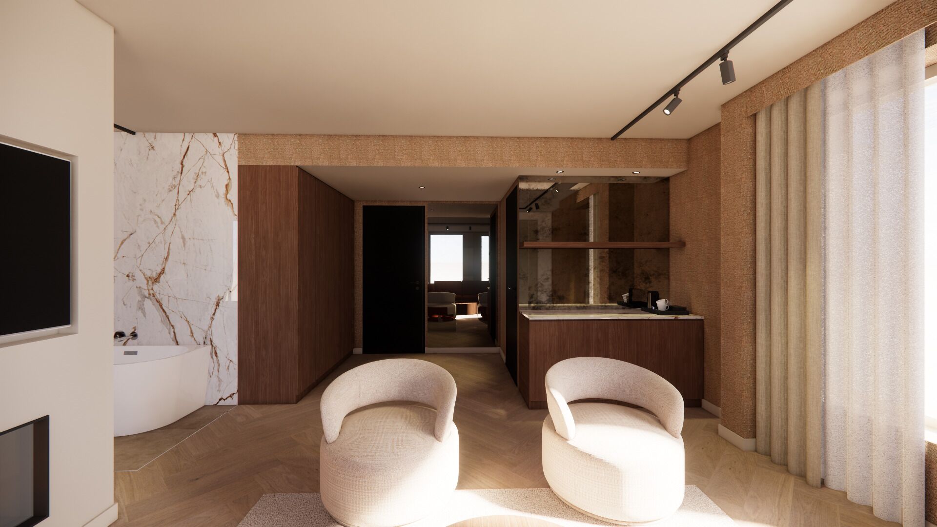 Suite, uitzicht op tuin | Woonruimte