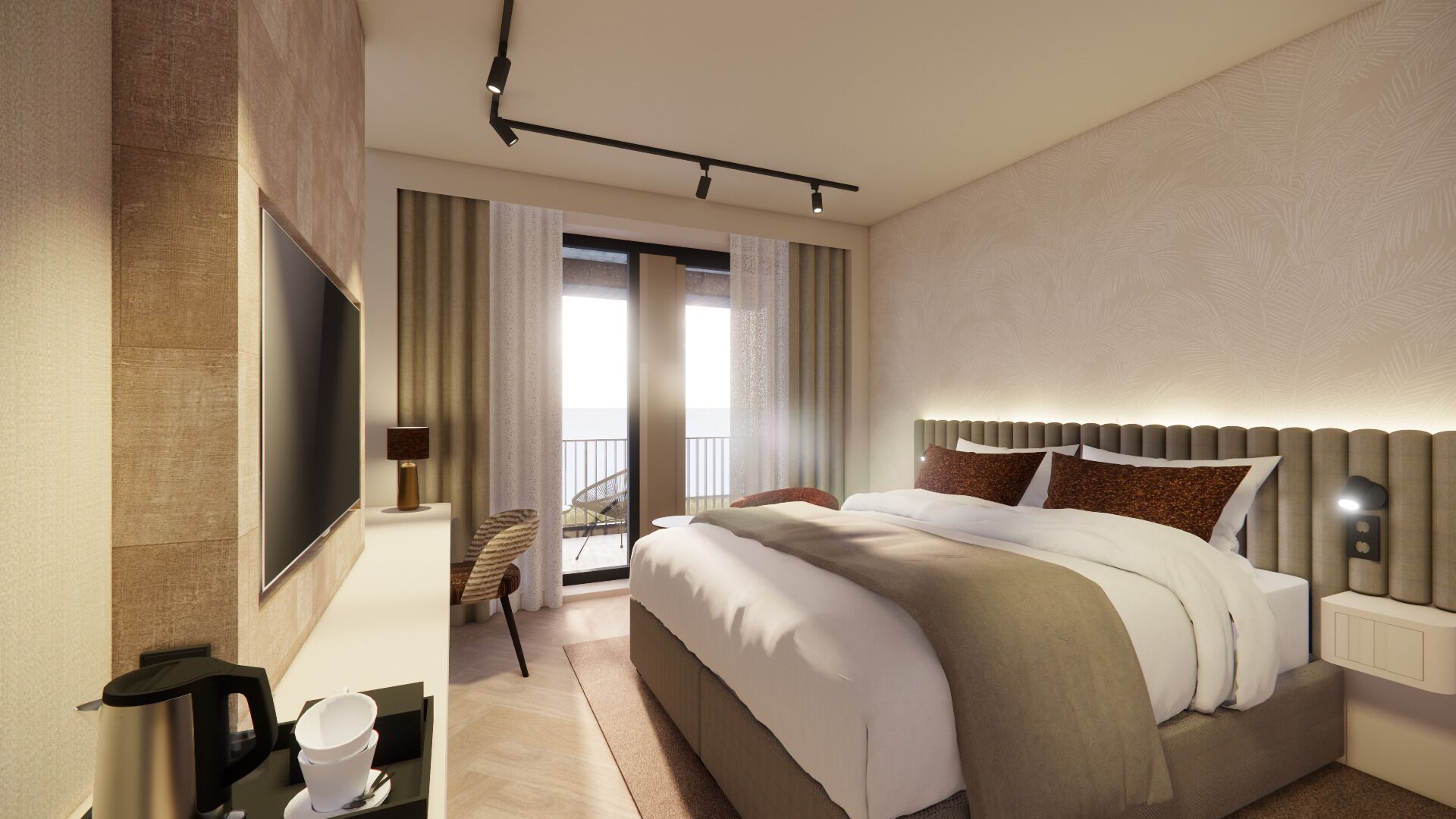 Escritorio, tabla de planchar con plancha y wifi gratis 