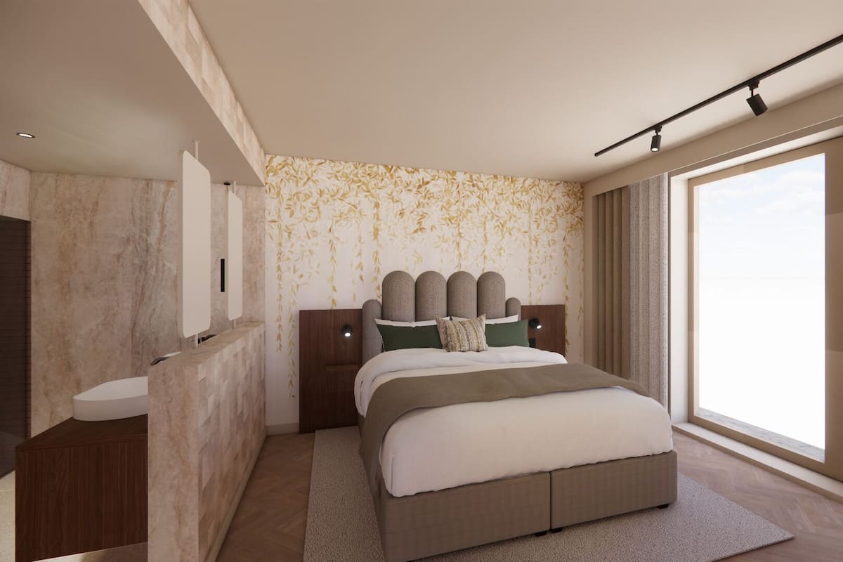 Escritorio, tabla de planchar con plancha y wifi gratis