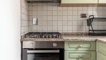 Apartamento estándar | Cocina privada | Frigorífico, microondas, horno y placa de cocina