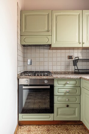 Apartament estàndard | Cuina privada | Frigorífic, microones, forn i placa de cuina 