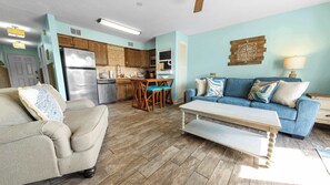 Condo, 1 Queen Bed with Sofa bed, Kitchen, Garden View (Seaside BR Club 1115) | Living area - Seaside Beach & Racquet Club 1115 (Orange Beach)