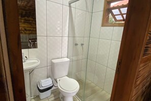 Hair dryer, towels, toilet paper