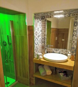 Regadera, secadora de cabello, toallas 