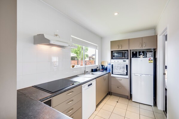 Fridge, microwave, dishwasher, toaster