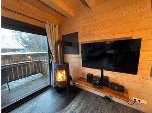 House | Living room - Blockhutte im Harz mit Sauna und Kamin (Goslar)