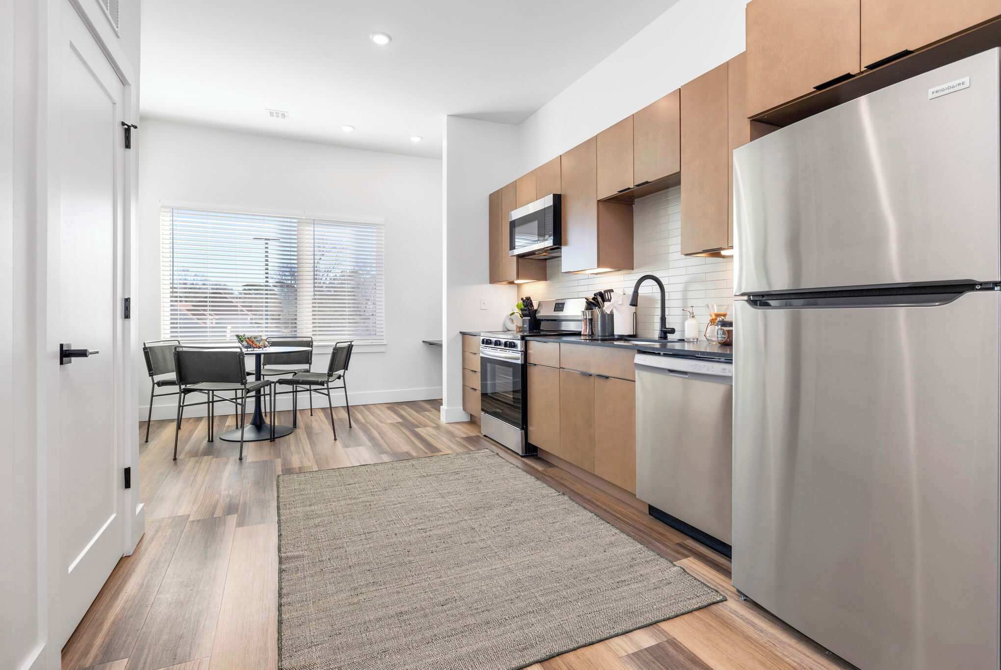 Fridge, microwave, dishwasher, coffee/tea maker