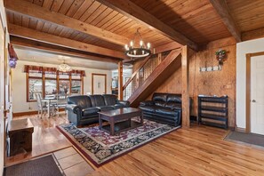 Télévision, cheminée, livres