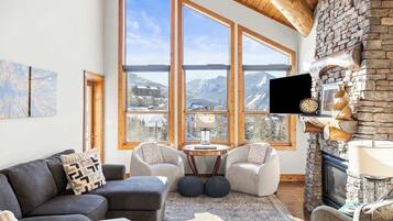 TV, fireplace, offices