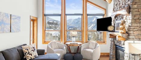TV, fireplace, offices