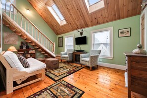 TV, fireplace, video games, DVD player