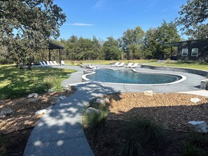 Pool -  RocknRoll Ranch a resort in Brenham, TX features an 85-foot guitar-shaped pool (Brenham)