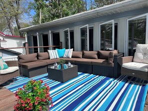 Terrace/patio - Lake-Level Retreat w Hot Tub, Picture Windows & 65” TV for Ultimate Relaxation (Monticello)