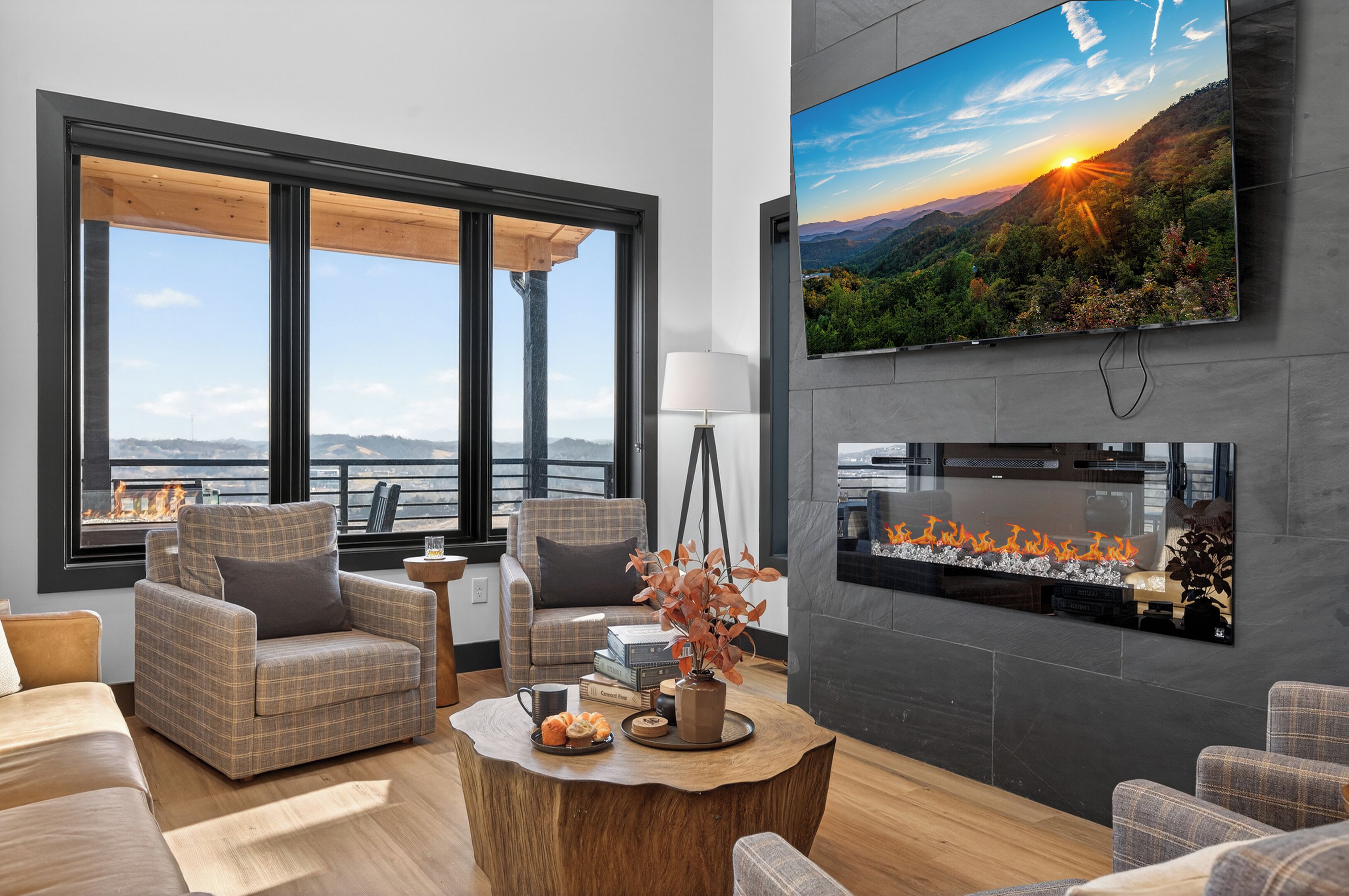 Smart TV, chimenea, videojuegos y libros 