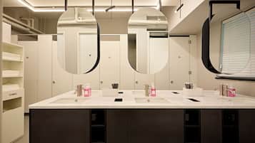 Shower, free toiletries, hair dryer, slippers