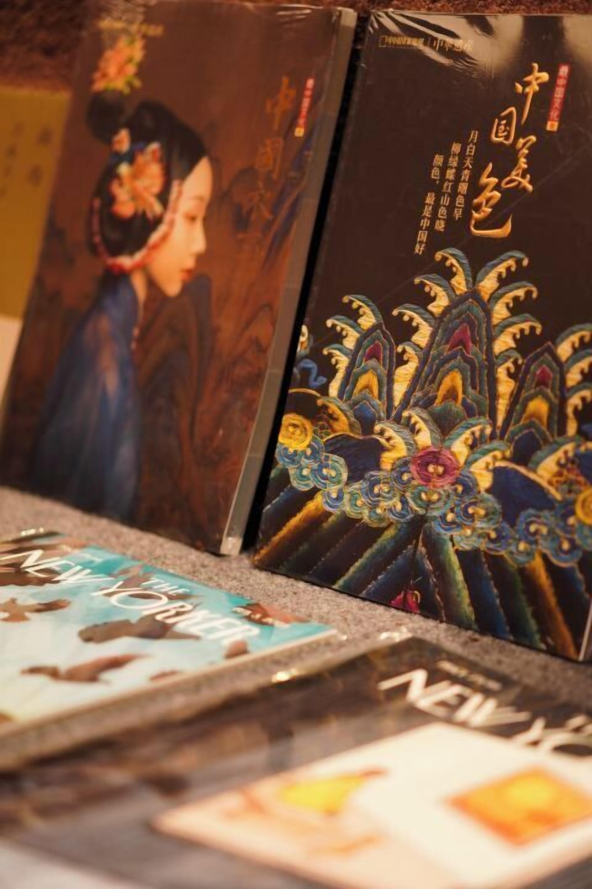 Uma coleção de DVDs com arte asiática tradicional nas capas.