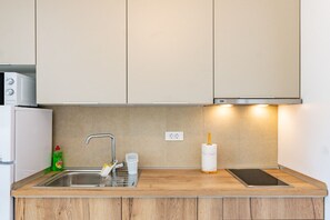 Réfrigérateur, micro-ondes, plaque de cuisson, lave-vaisselle