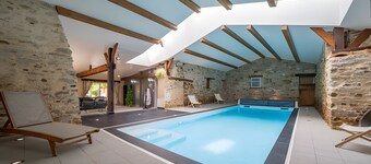 Country House “Grand Gîte, Indoor Pool” with Private Terrace, Garden, and Balcony