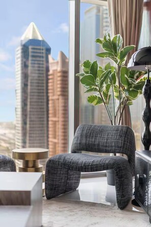 Comfort Apartment, City View | Living area | Flat-screen TV - Paramount Hotel Rooftop Infinity Pool (Dubai)