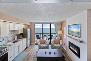 Fridge, microwave, oven, stovetop - Beach Colony Oceanfront w/ Indoor & Outdoor Pools (Myrtle Beach)