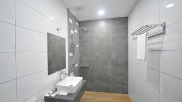 Slippers, towels, toilet paper