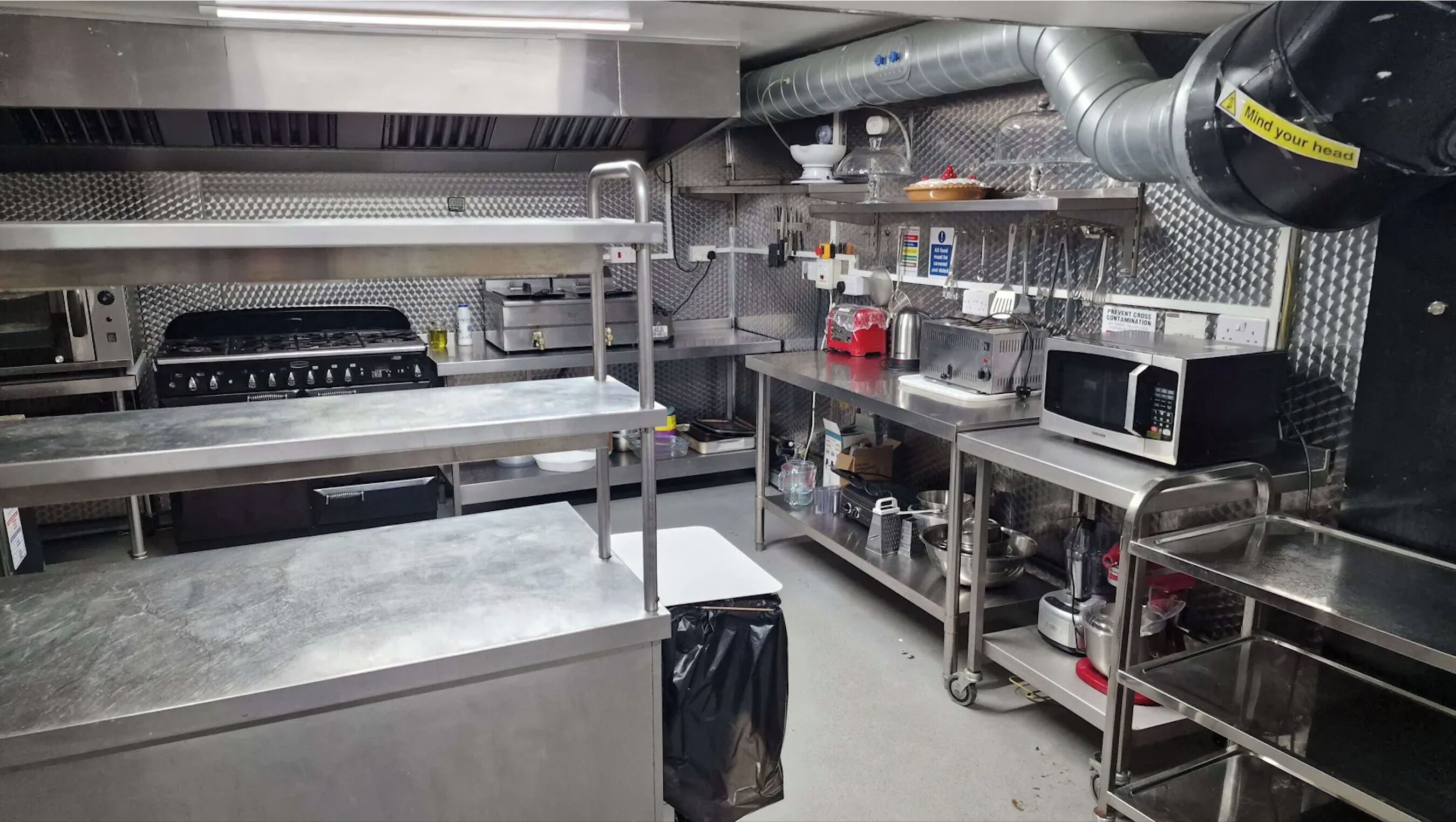 Fridge, microwave, stovetop, electric kettle